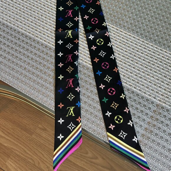 PRE-OWNED Louis Vuitton Multicolor Monogram Silk Bandeau Scarf - Picture 1 of 4